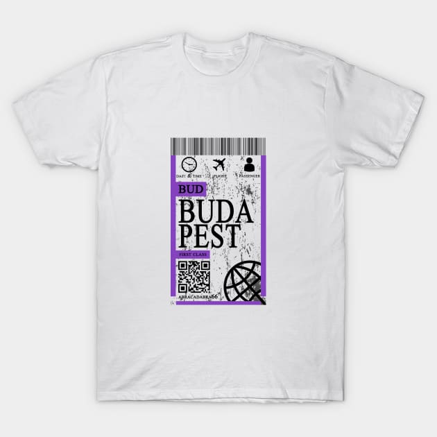 budapest flight ticket boarding pass abstract T-Shirt by 